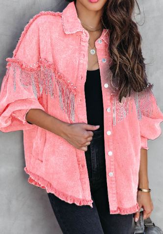 Chain rivets street fashion single breasted coat image