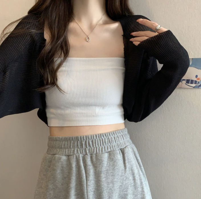 Lazy Looking Thin All-match Knitted Cardigan - White