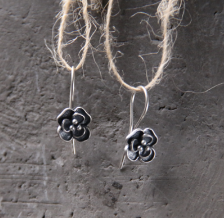 Vintage Silver Rose Earrings 1