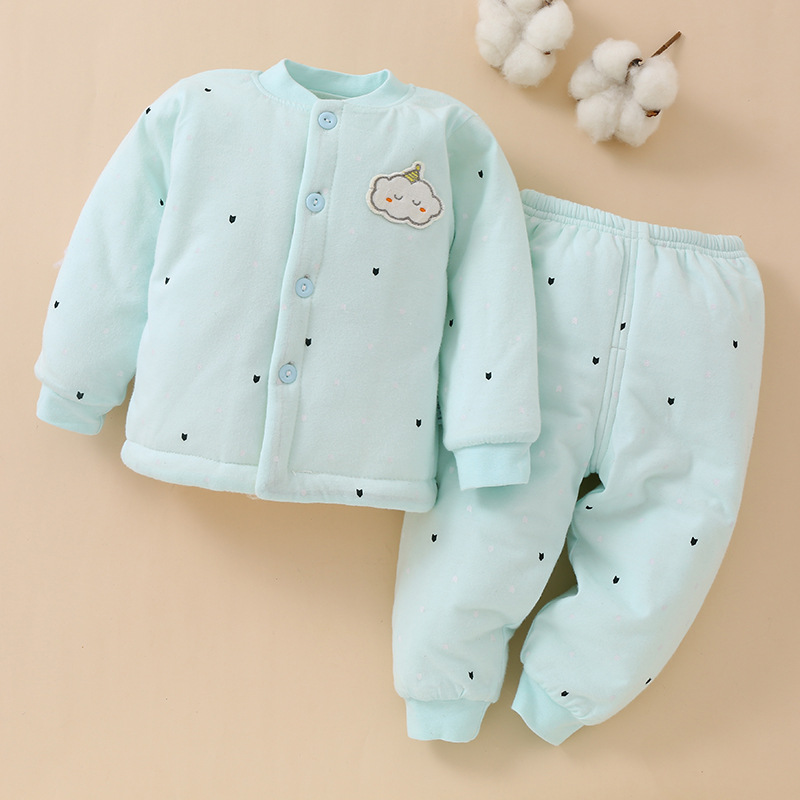 Children's underwear in autumn and winter, pure cotton 1-2 year old baby baby warm without bone thickening cotton clothes child suit image