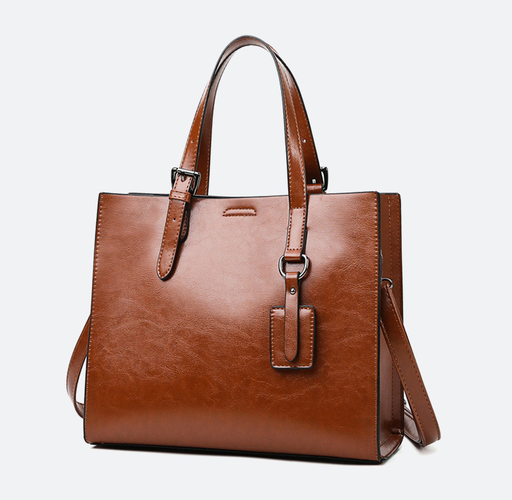 Genuine Leather Tote Bag - Vinho