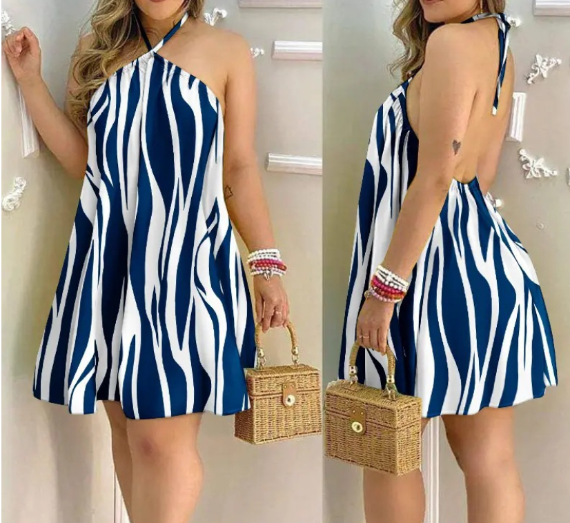 Girls' summer holiday beach off-shoulder loose dress