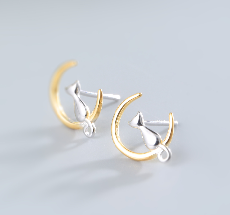 Cat Ear Studs in Silver