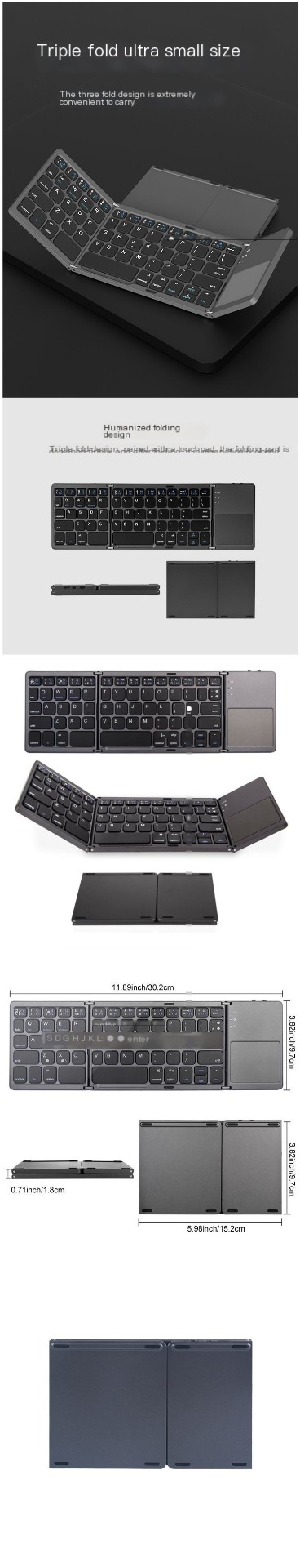 Wireless Bluetooth Folding Mini Keyboard with Touchpad