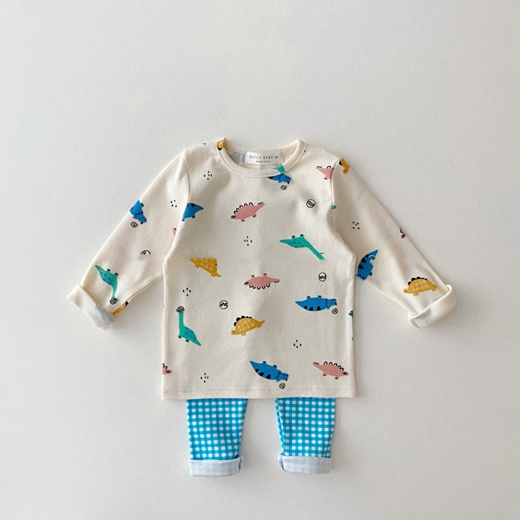 Cartoon Elastic Multi Color Children's Home Clothes Suit image