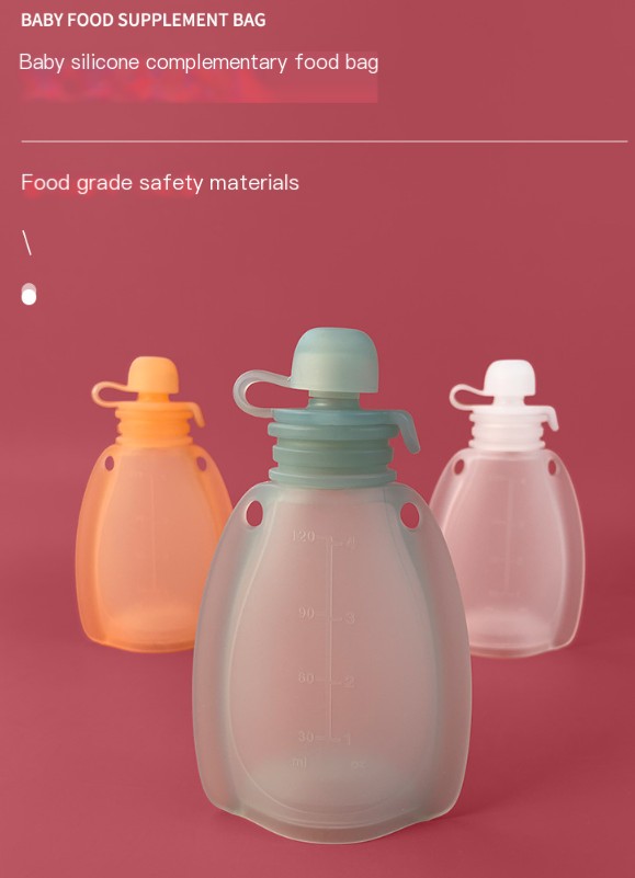 Silicone Baby Food Bags in use