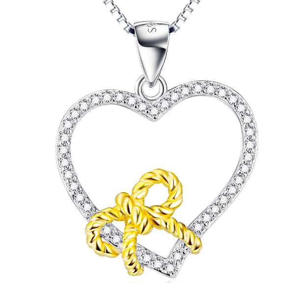 Heart-Shaped Bow Pendant Necklace