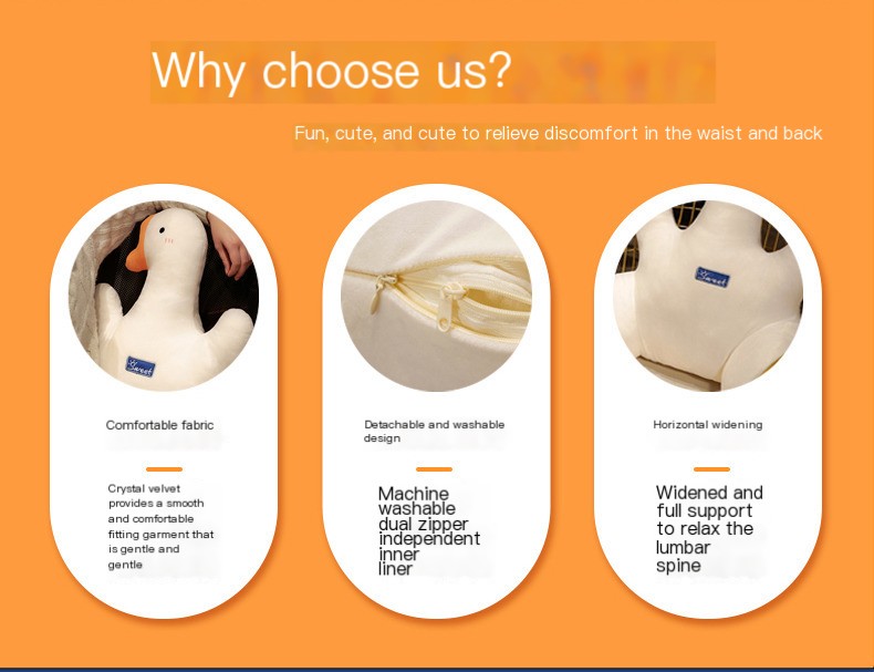 Cartoon Goose Lumbar Support Pillow