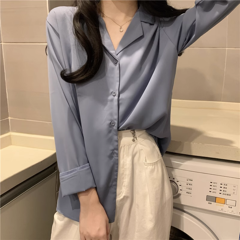 Chiffon Long Sleeve Shirt in Green