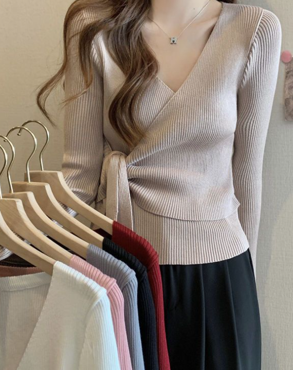 V-neck cross tie cropped top 5