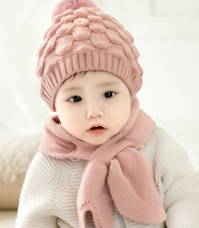 Baby Scarf and Woolen Cap Set Image