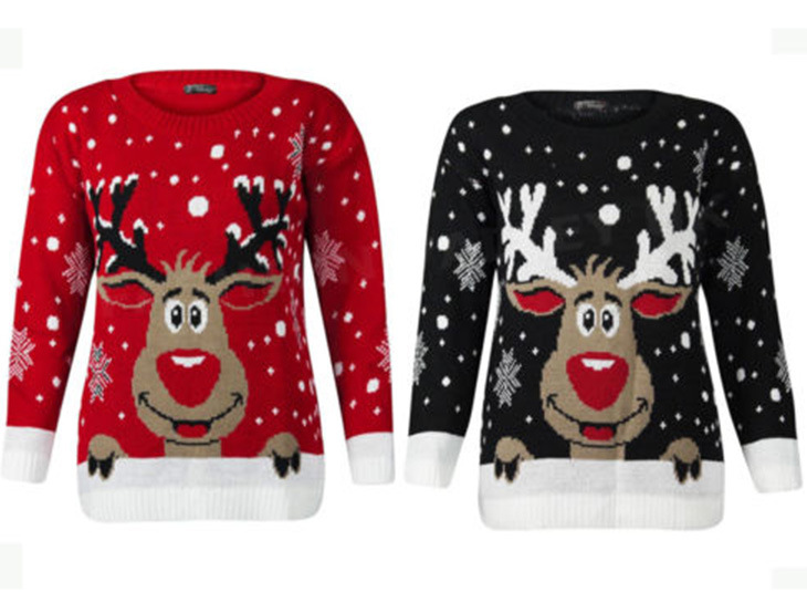 Christmas Antlers Cute Print Crew Neck Sweater Image 5