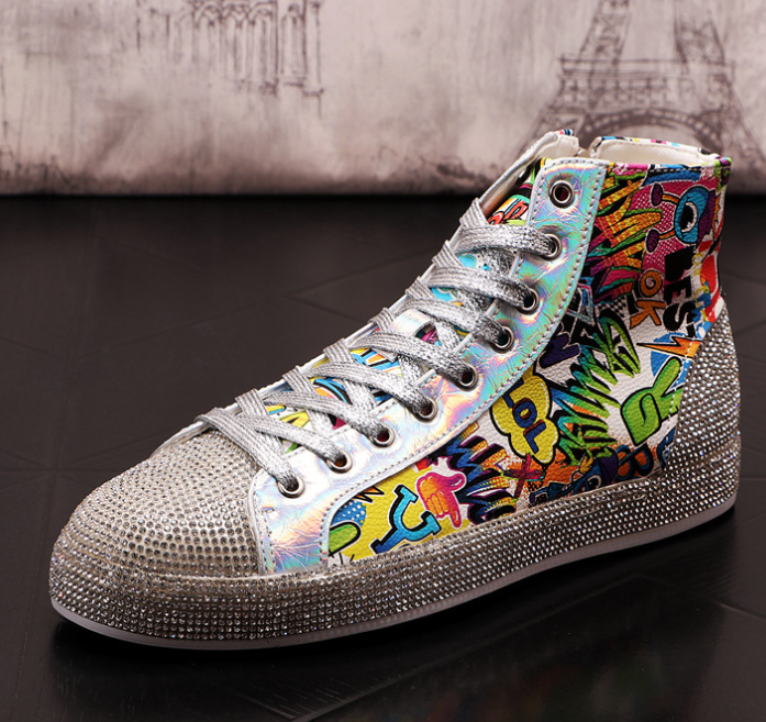Men's Rhinestone Middle Top Martin Boots