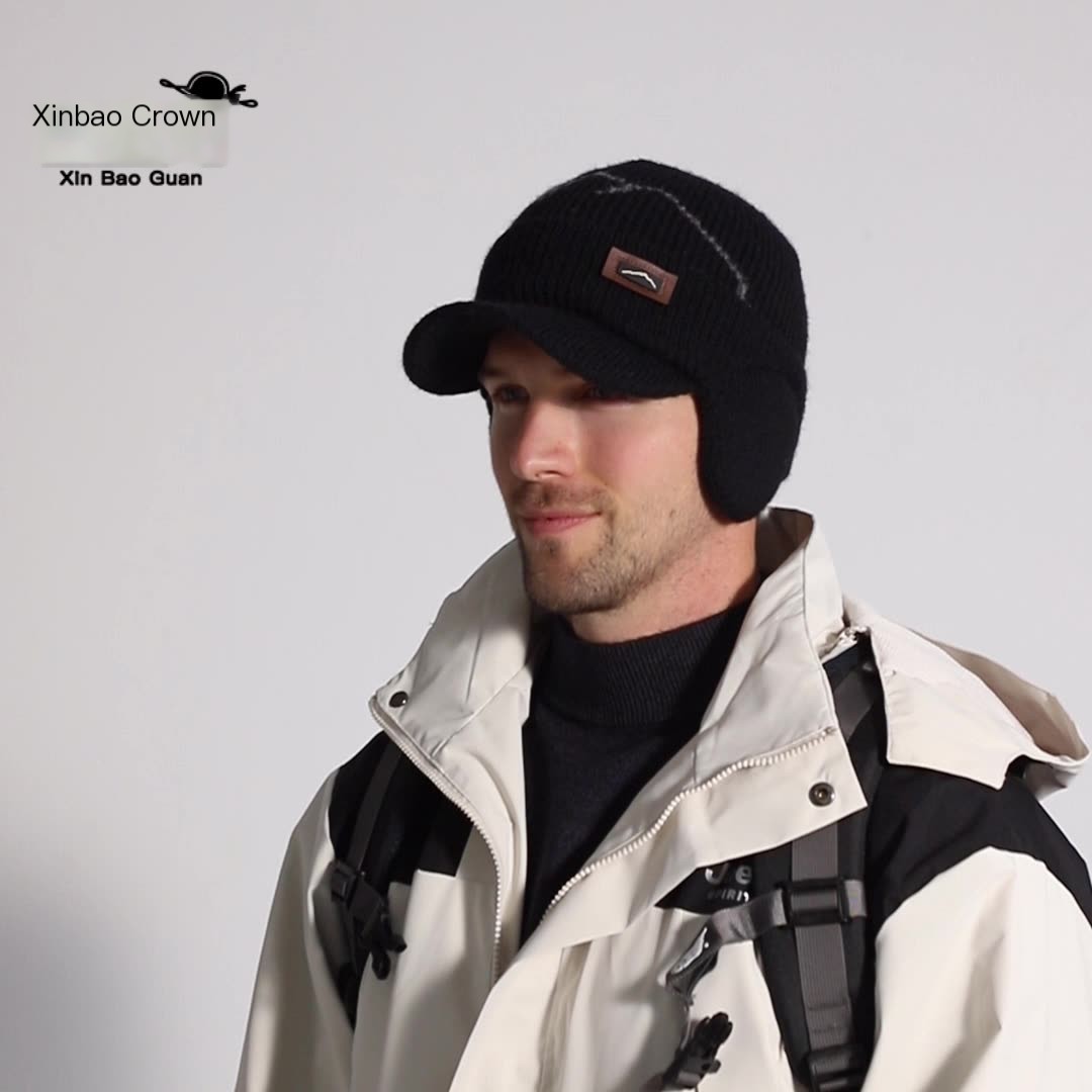 Gorro de inverno masculino preto