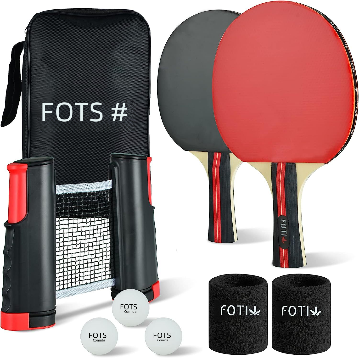 Table Tennis Racket Set Two Beats Three Balls with Telescopic Net Set Family Entertainment Training Racket Set image
