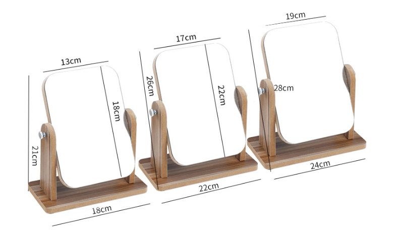 Wooden Desktop Makeup Mirror
