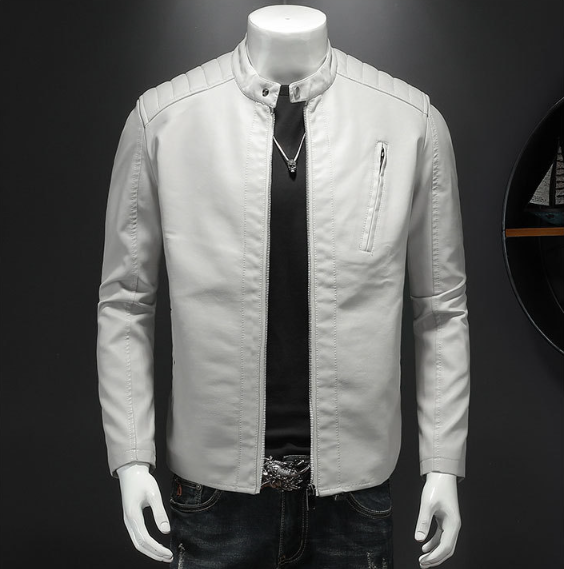 Stand-up Collar Leather Jacket