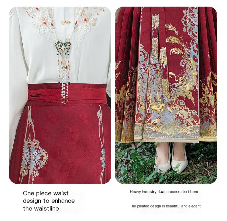 Real shot new Chinese style early spring 2024 National style shirt embroidered one-piece Large swing makeup flower woven gold vest skirt suit