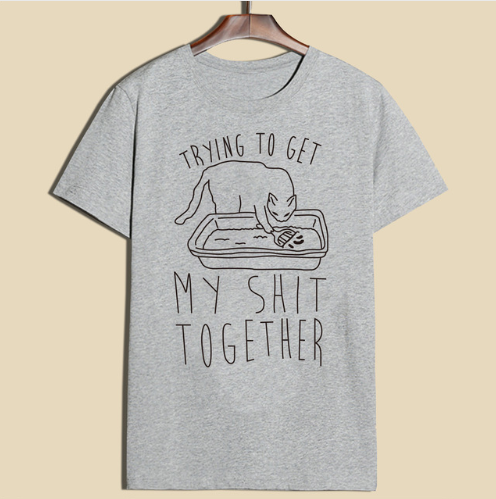 Funny Cat Print Short Sleeve Shirt