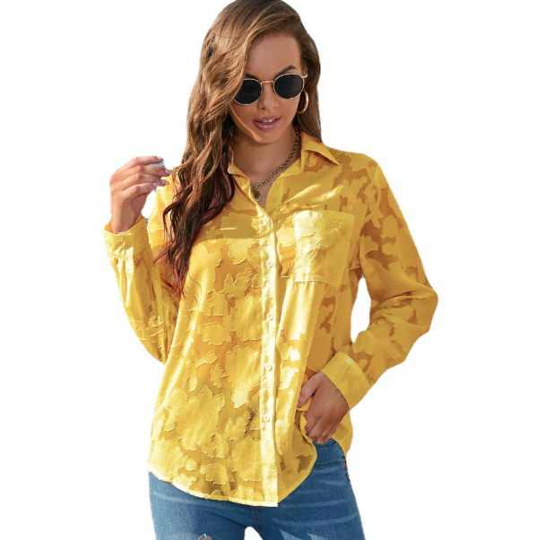 Chiffon Shirt Yellow Color