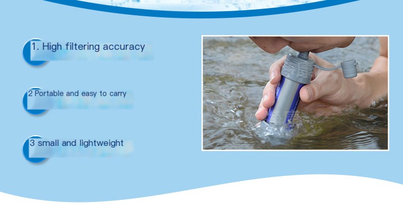 Water purification straw for outdoor use