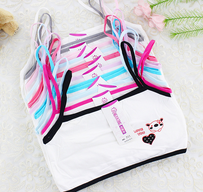 Girls Sports Casual Cotton Camisole Bra - White
