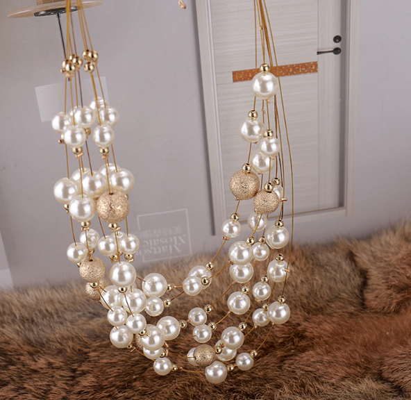 Multilayer pearl necklace pendant