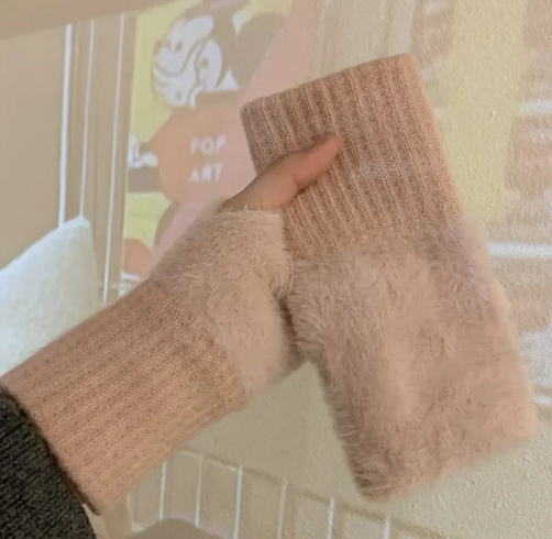 Soft Winter Half Finger Gloves Women Warm image