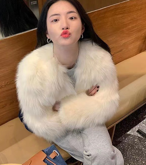 Imitation Fur Coat Front View