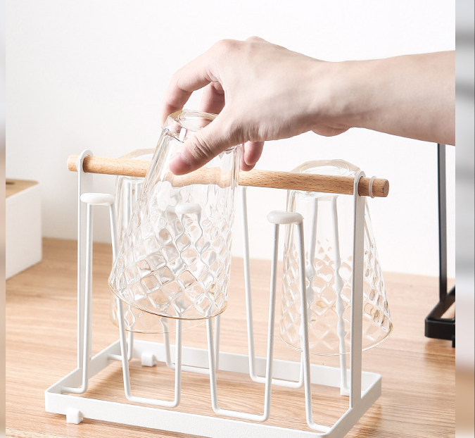 Iron Cup Rack in White