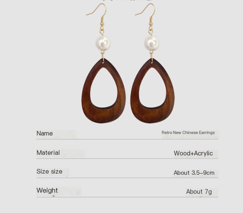 Wooden Pearl Drop Earrings