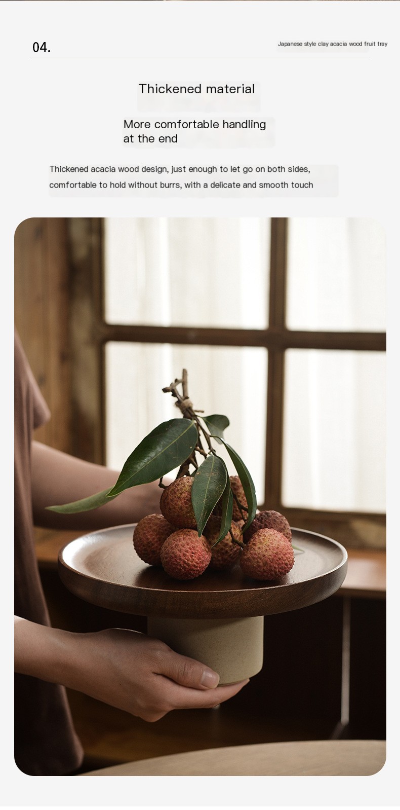 Retro Japanese Acacia Cake Display Tray 6
