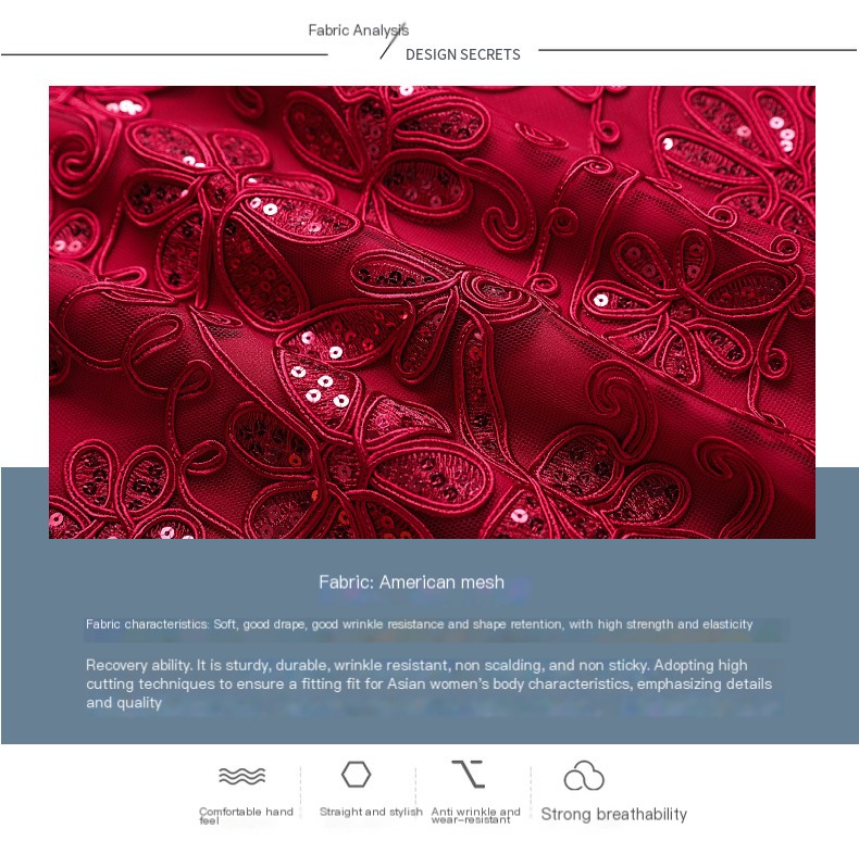 Shenzhen high-end middle-aged fashion women's dress for cocktail party New plus size red dress long sleeve popular