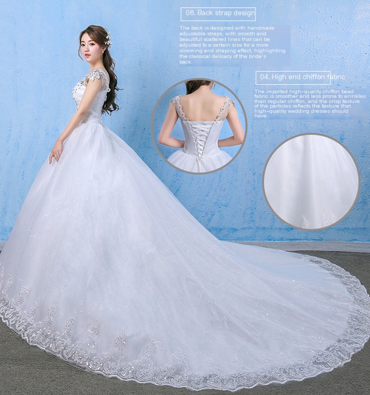 Luxury Spark Wedding Dress V-Neck Lace Appliques Rhinestone Bride Gowns 2024 Open Back Cap Sleeve Beach vestidos de novia