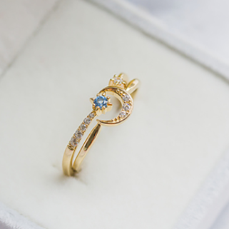 Star and Moon Legend Blue Zirconia Ring Set Image 2