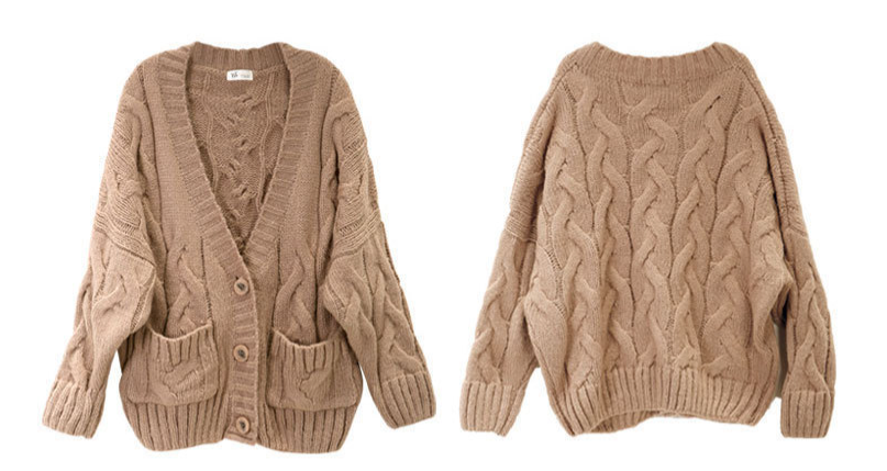 Deep V-Neck Knitted Cardigan Image 2