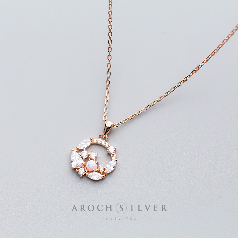 Elegant Opal Flower Wreath Necklace