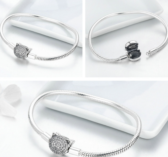 Silver Cat Bead Bracelet Image 4