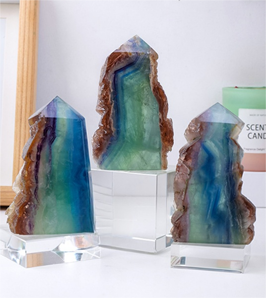Natural Green Fluorite Tower Column