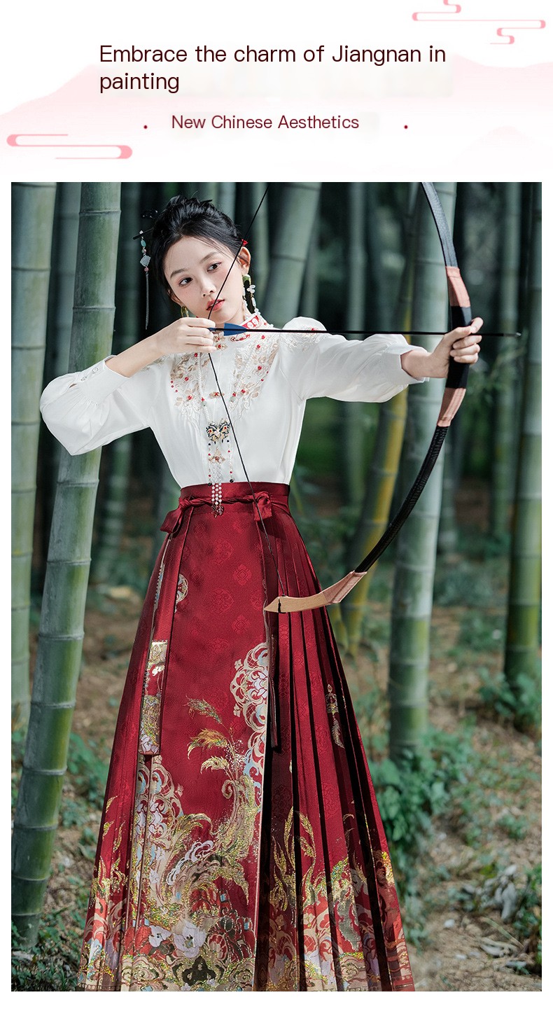 Real shot new Chinese style early spring 2024 National style shirt embroidered one-piece Large swing makeup flower woven gold vest skirt suit