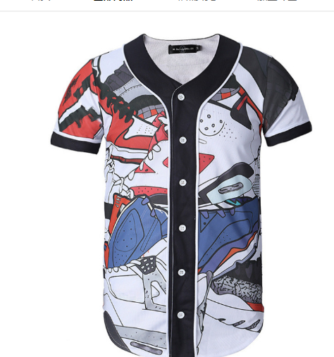 3D Black and White Cat Color Block Short Sleeve 4