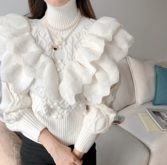 Layered Ruffle Pullover Sweater Image 1