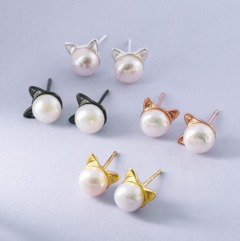 Golden Cat Ear Earrings