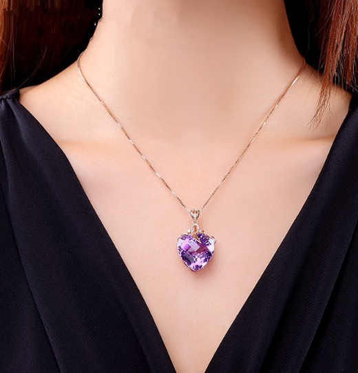 Heart-Shaped Amethyst Pendant