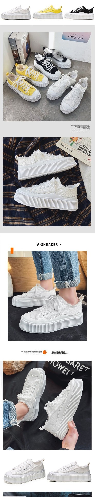 Thick-soled canvas shoes