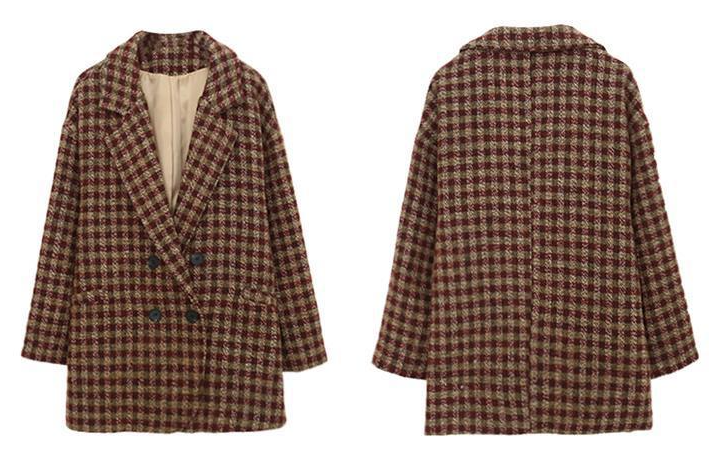 Detail of British Plaid Double-faced Cashmere Coat