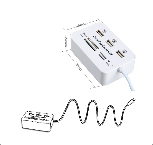 3-port USB 2.0 HUB + 4 Card Slot Reader