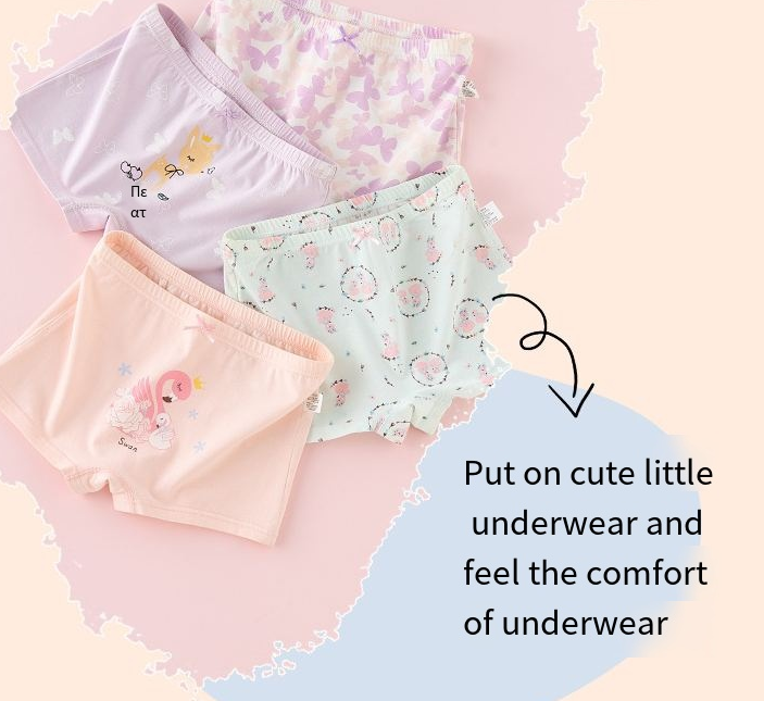 Creative Print Cotton Girls Underwear Boxer Set Image 2