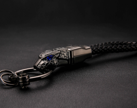 Leopard head car keychain - Black