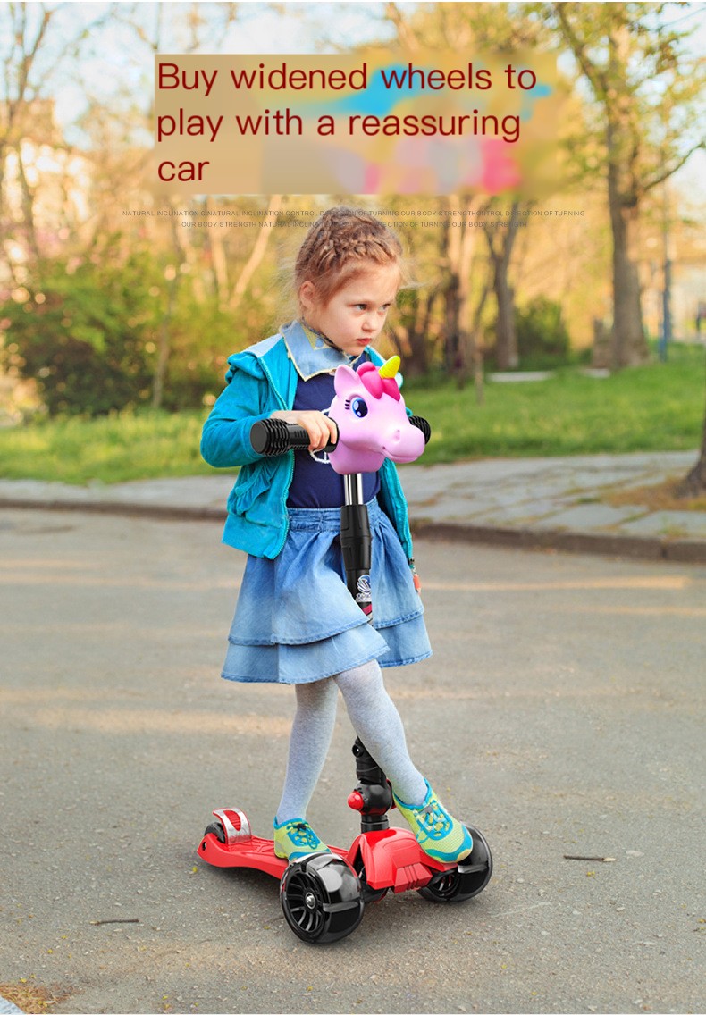 Swiss surfing children folding scooter boys and girls graffiti wide wheel scooter three four-wheel flash pulley